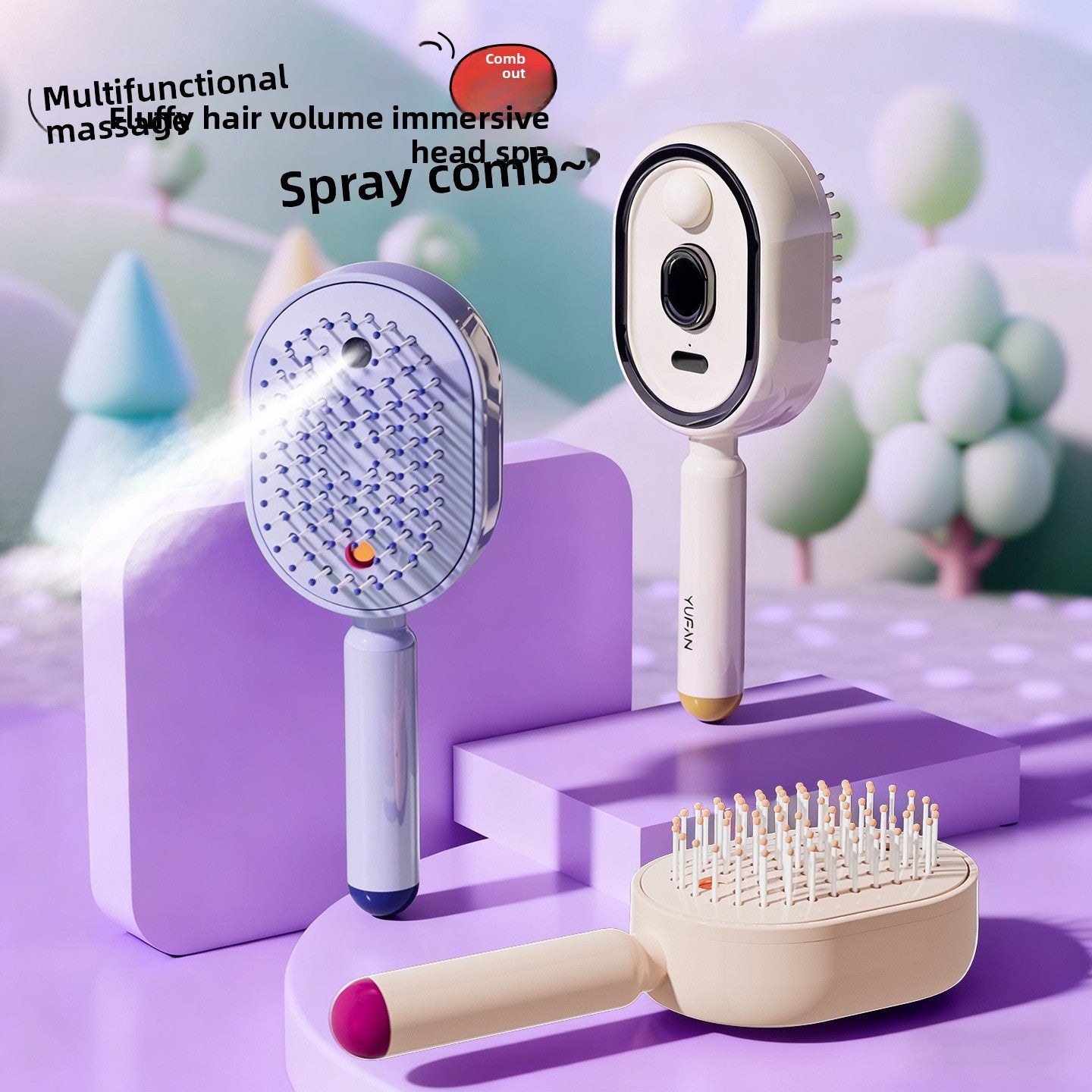 Electric Air Cushion Hair Brush with Spray Function
